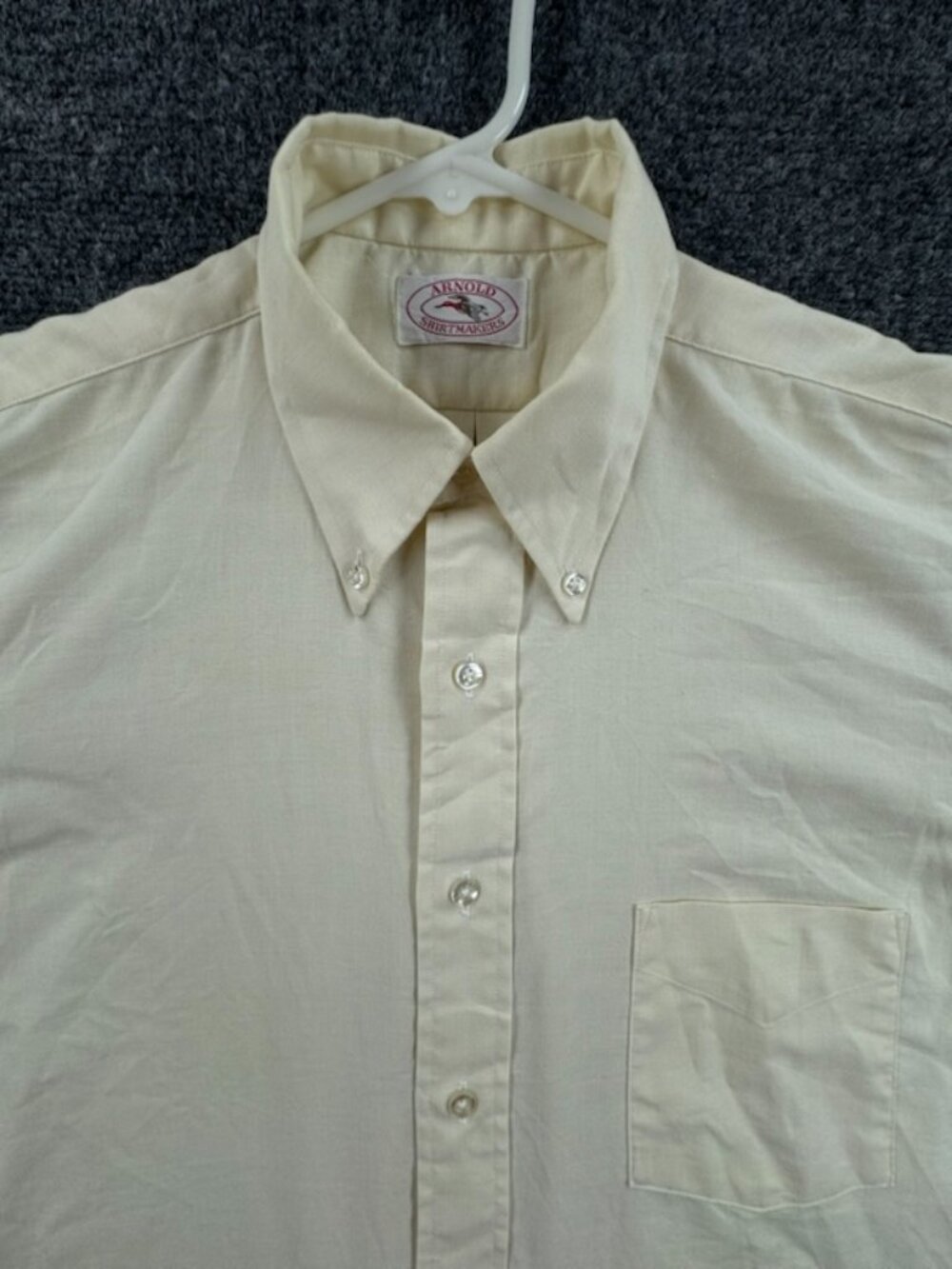 VTG Arnold Shirtmakers OCBD Yellow Men Large Button-Down Long Sleeve Solid Shirt